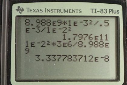 OpenStax College Physics, Chapter 18, Problem 65 (PE) calculator screenshot 1