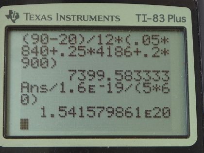 OpenStax College Physics, Chapter 19, Problem 8 (PE) calculator screenshot 1