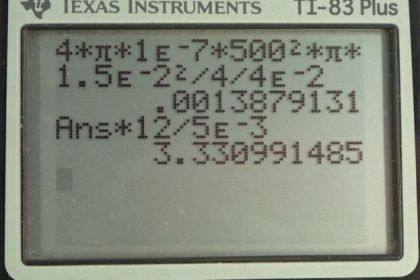 OpenStax College Physics, Chapter 23, Problem 63 (PE) calculator screenshot 1