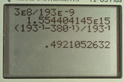 OpenStax College Physics, Chapter 24, Problem 23 (PE) calculator screenshot 1