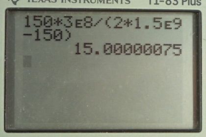 OpenStax College Physics, Chapter 24, Problem 41 (PE) calculator screenshot 1