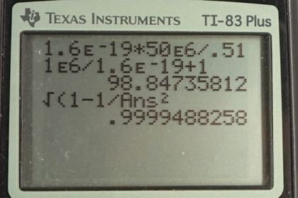 OpenStax College Physics, Chapter 28, Problem 65 (PE) calculator screenshot 2
