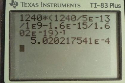 OpenStax College Physics, Chapter 29, Problem 9 (AP) calculator screenshot 1