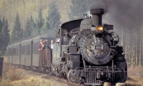 A steam engine uses heat transfer to do work. Tourists regularly ride this narrow-gauge steam engine train near the San Juan Skyway in Durango, Colorado, part of the National Scenic Byways Program.