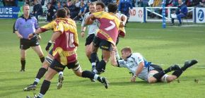Each rugby player has great momentum, which will affect the outcome of their collisions with each other and the ground.