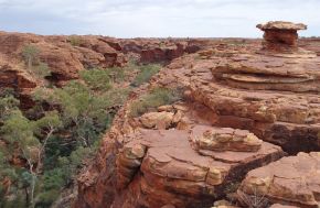 On a short time scale, rocks like these in Australia's Kings Canyon are static, or motionless relative to the Earth.