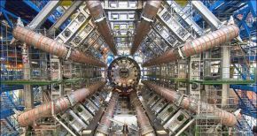 Part of the Large Hadron Collider at CERN, on the border of Switzerland and France. The LHC is a particle accelerator, designed to study fundamental particles.