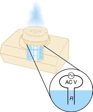 <b>Figure 20.42</b> This cold vaporizer passes current directly through water, vaporizing it directly with relatively little temperature increase.