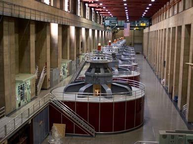 <b>Figure 20.46</b> Hydroelectric generators at the Hoover dam. (credit: Jon Sullivan)