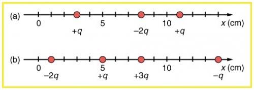 <b>Figure 18.51</b> Charge distributions along a line.