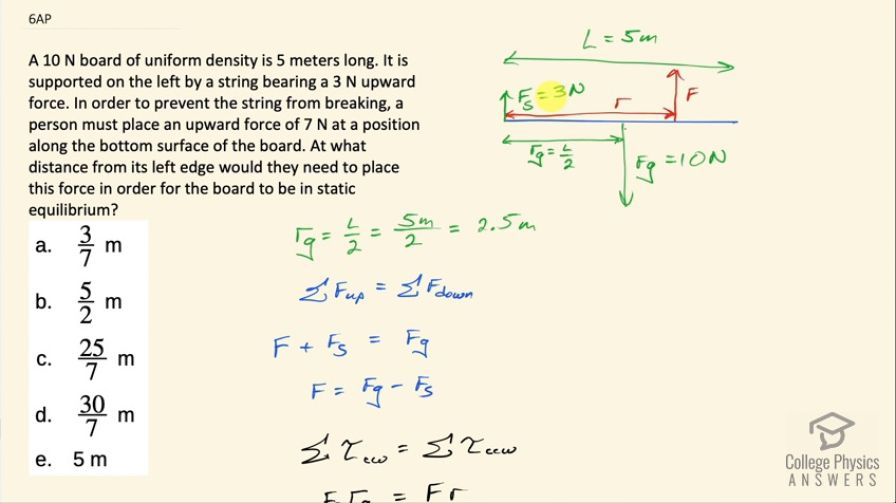 OpenStax College Physics, Chapter 9, Problem 6 (AP) video thumbnail