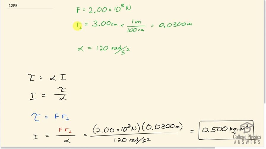 OpenStax College Physics, Chapter 10, Problem 12 (PE) video thumbnail