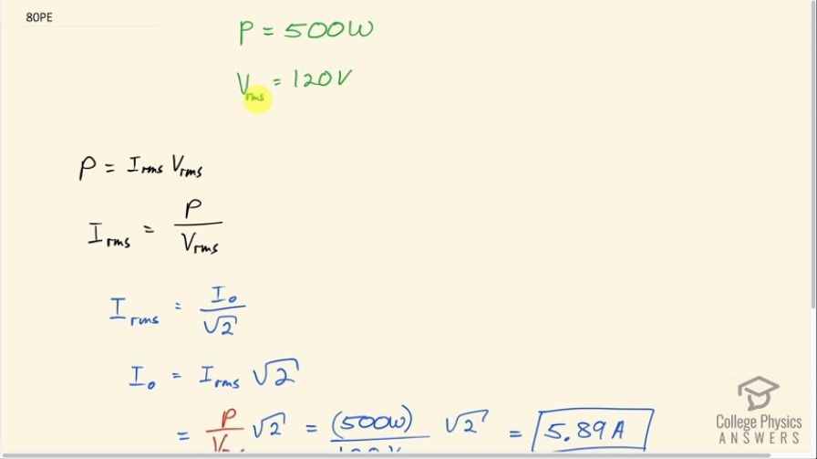 OpenStax College Physics, Chapter 20, Problem 80 (Problems & Exercises)