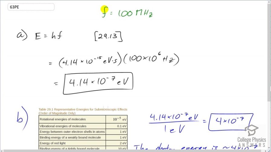 OpenStax College Physics Answers, Chapter 30, Problem 63 video poster image.