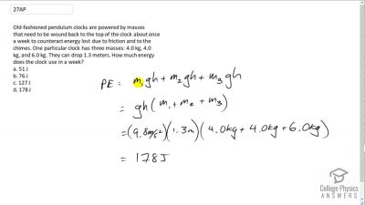 OpenStax College Physics Answers, Chapter 7, Problem 27 video poster image.