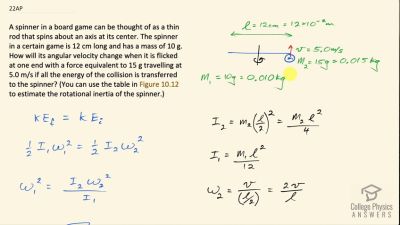 OpenStax College Physics Answers, Chapter 10, Problem 22 video poster image.